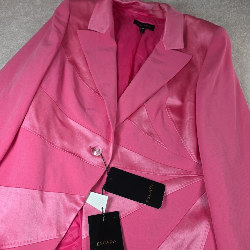 Escada Bergrid Blazer Womens US 12 EU 44 Pink Swarovski Crystal Button NWT